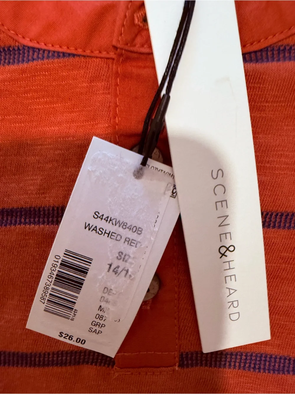 Scene & HeardCrew Kids Orange Striped Short Sleeve Tee